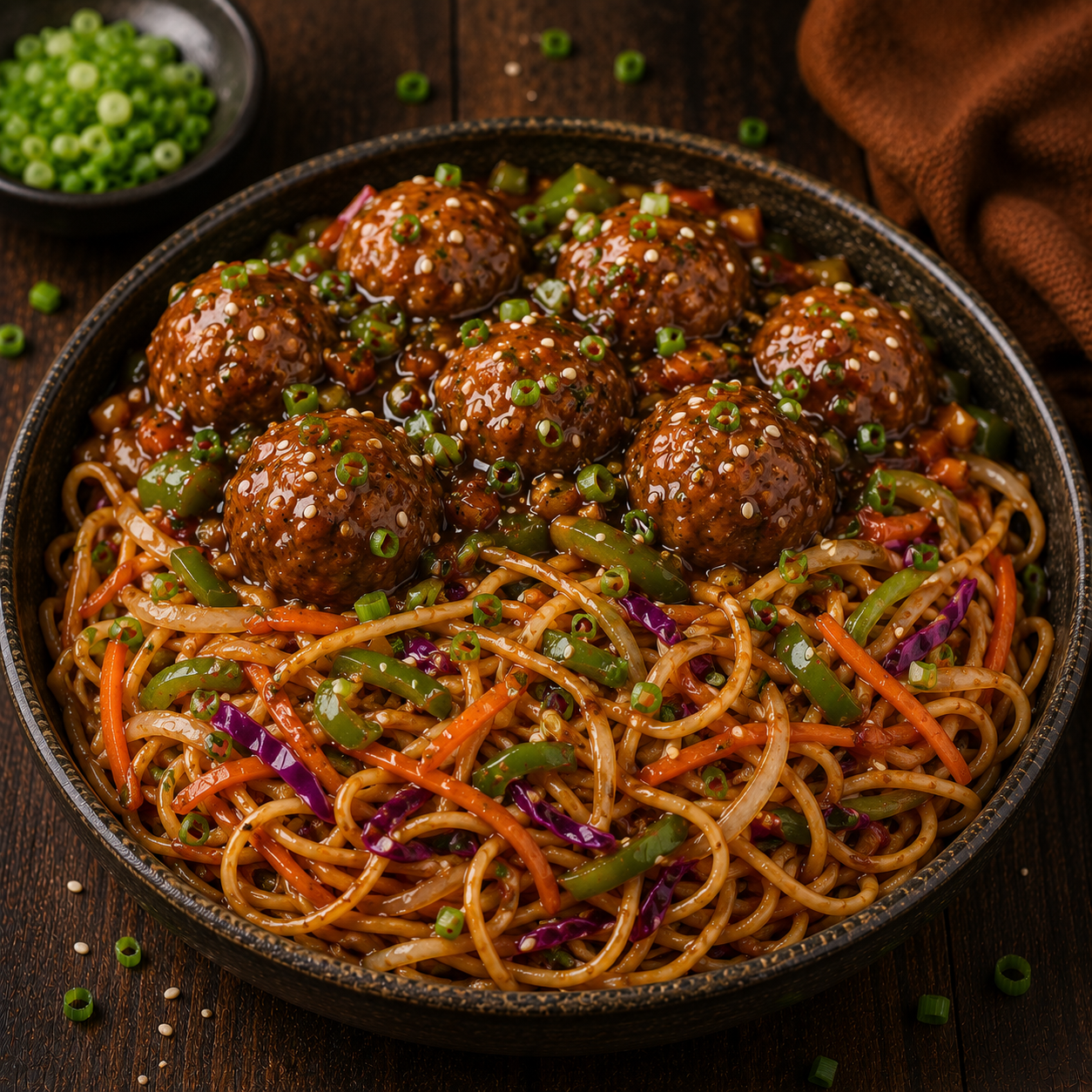 Noodles Veg Manchurian Bowl